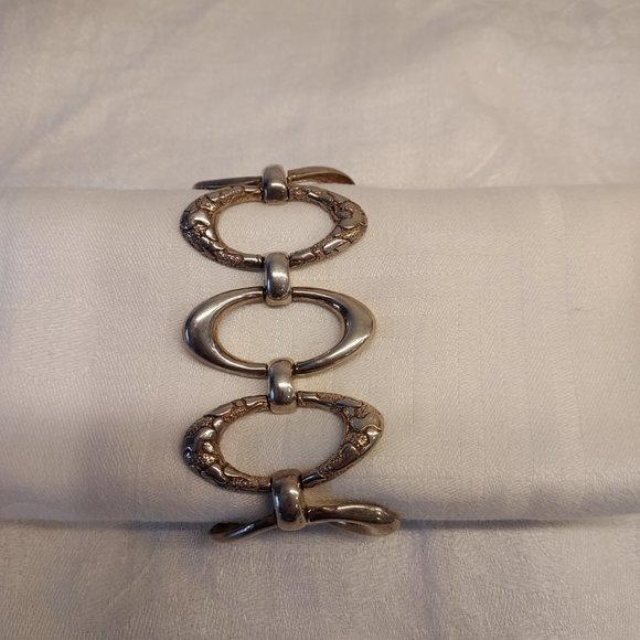 Original 1940's Mexico .925 Oval Linked Bracelet Signed JR - Picture 6 of 14